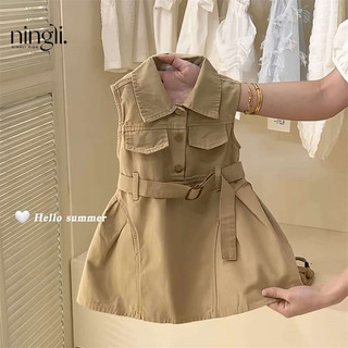 Đầm không tay mùa hè mới cho bé gái, thiết kế thời trang, đầm cargo, đầm tank