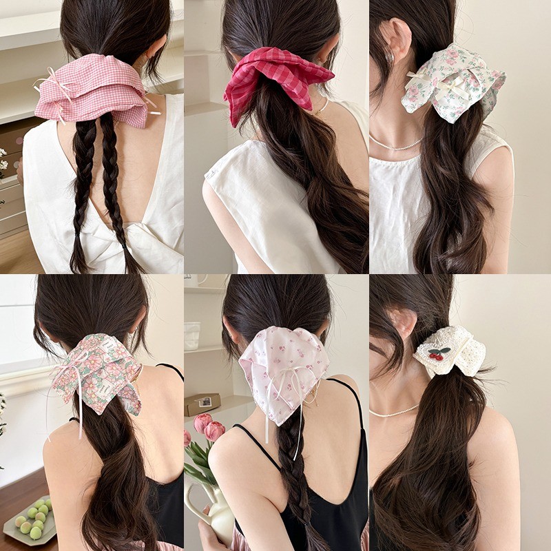 【Scrunchies 】Dây Buộc Tóc Vuông To Phồng Đẹp Thời Trang Hàn Quốc Cho Nữ - Phụ Kiện Tóc