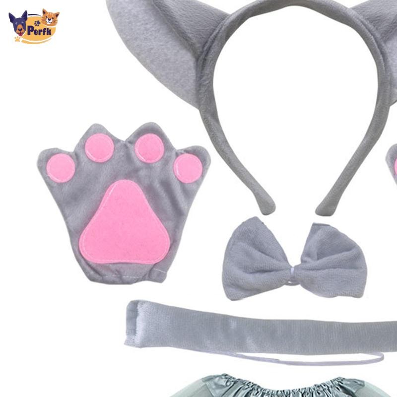 Phụ kiện trang phục sói trẻ em Tai Băng đô Paws Bow Tie Tail cho lễ hội