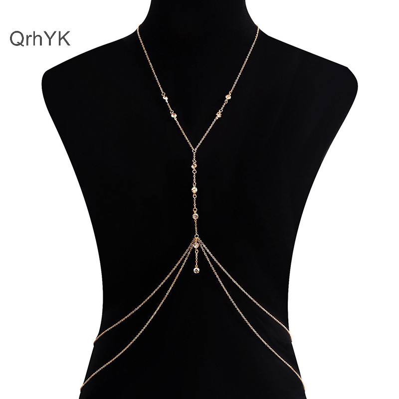 Thời Trang Nhà Máy Đeo Ngang Ngực Bụng Cơ Thể Dây Chuyền Vòng Cổ Nữ Cô Gái Áo Ngực Cưới Gợi Cảm Cơ Thể Trang Trí Tiệc Phụ Kiện QrhYK
