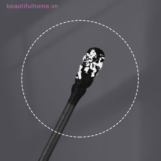 [Beautifulhome] 100 Cái / hộp Thìa Đào Tai 2 Trong 1 Bông Hai Đầu Que Xoắn Ốc Máy Làm Sạch Tai Dùng Một Lần Khăn Bông Đen Trắng [Làm Đẹp]