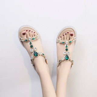 2026 Giày Sandal Bohemian Nữ Nêm Gót Kim Cương Giả Cổ Tích Phù Hợp Với Giày Đi Biển La Mã Đế Bằng 2026 Giày Sandal Bohemian Nữ Nêm Gót Kim Cương Giả Cổ Tích Phù Hợp Với Giày Đi Biển La Mã