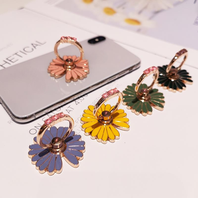 Phụ Kiện Điện Thoại Di Động Khóa Vòng Giá Đỡ Influencer Daisy Chống Sốc Khóa Ngón Tay Phong Cách Nữ Với Kim Cương Vỏ Điện Thoại Đa Năng Lười Để Bàn Giá Đỡ Đa Năng