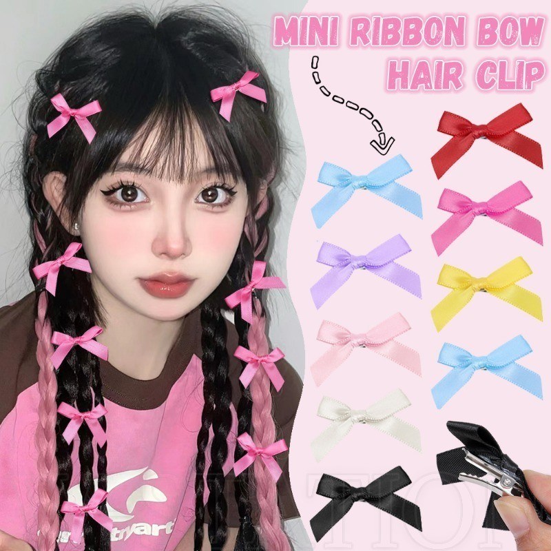 8 Chiếc Kẹp Tóc Nơ Ruy Băng Nhiều Màu Sắc Cho Nữ - Kẹp Tóc Mỏ Vịt Nơ Mini - Girls Side Bangs Barrette - Thời Trang Hàn Quốc Ngọt Ngào Dễ Thương - Phụ Kiện Tóc Phổ Biến