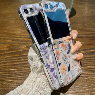 Dành Cho Samsung Galaxy Z Flip 5 Flip 4 Flip 3 Vỏ Hoa Sang Trọng Chống Sốc Trong Suốt Cứng PC Ốp điện thoại Cho Samsung Z Flip 5 4 3 Flip5 Flip4 Flip3