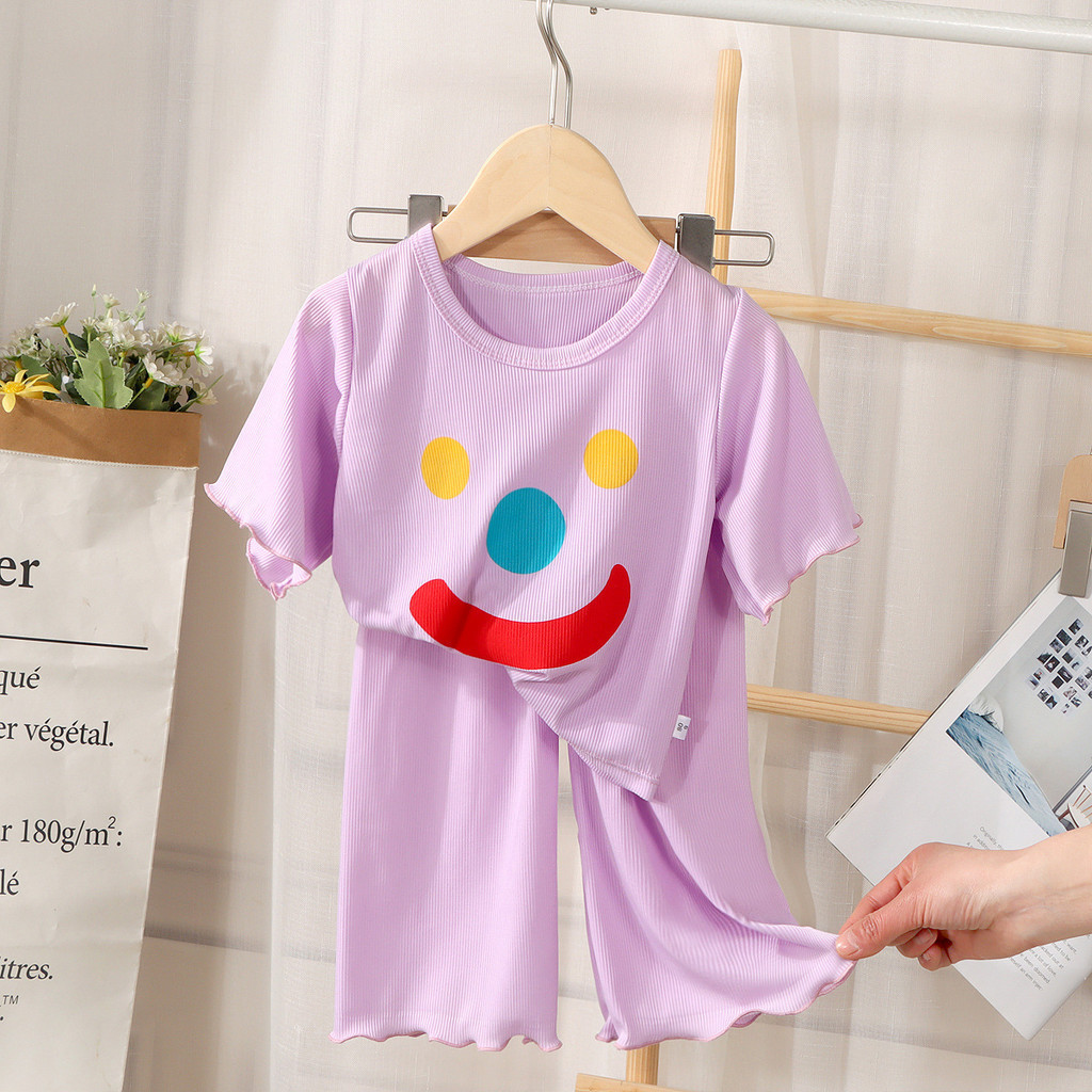 Bé Gái Thoáng Khí Mát Bộ Đồ Ngủ Mùa Hè Mỏng Phong Cách Homewear Phù Hợp Với Bé Gái Dễ Thương Siêu Dễ Thương Vừa Lớn Trẻ Em Băng Lụa Điều Hòa Không Khí Phù Hợp Với 0CQJ