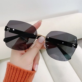 Kính râm không vành nữ mới, thời trang, chống tia cực tím, phù hợp lái xe, đi biển