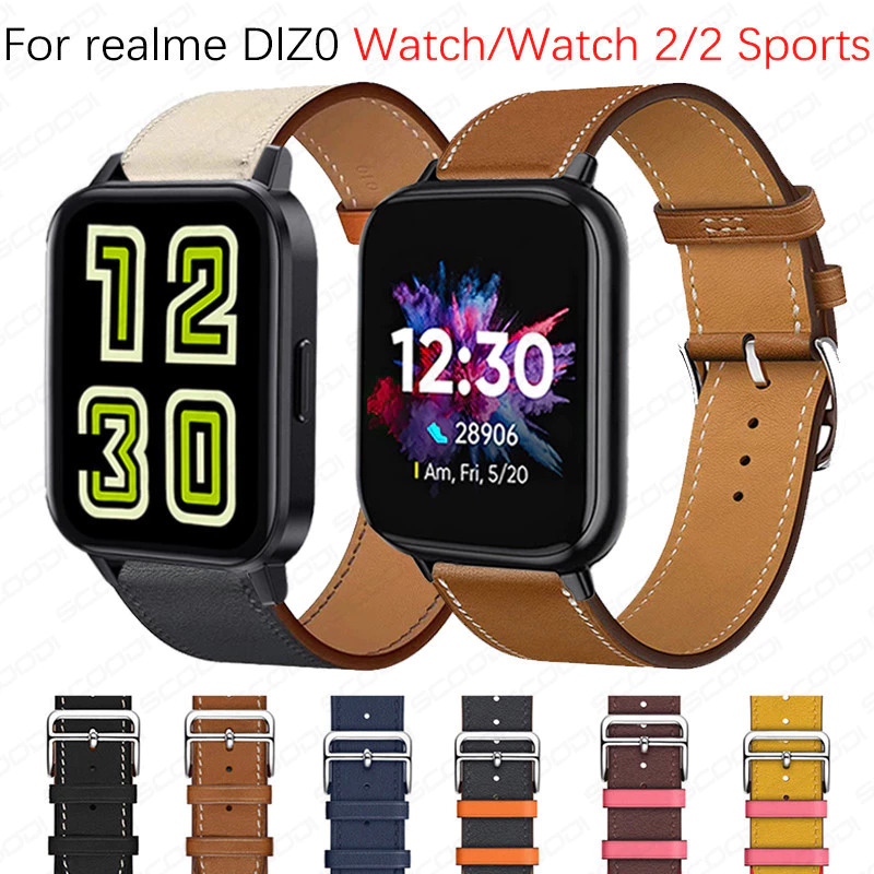 Dây đeo đồng hồ bằng da thời trang mới cho đồng hồ Realme DIZO / Đồng hồ 2 / Đồng hồ 2 thể thao Đồng hồ thông minh bằng da thể thao thay thế dây đeo cổ tay