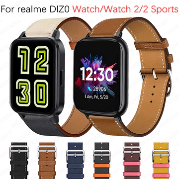 Dây đeo đồng hồ bằng da thời trang mới cho đồng hồ Realme DIZO / Đồng hồ 2 / Đồng hồ 2 thể thao Đồng hồ thông minh bằng da thể thao thay thế dây đeo cổ tay