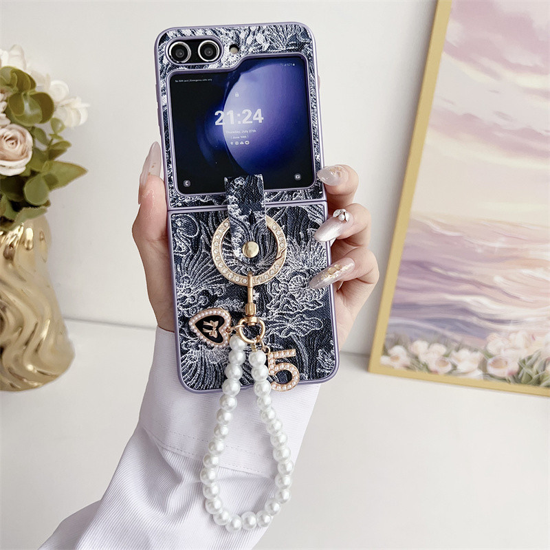 Phong Cách Trung Quốc Vòng Tay Vòng Tay Vỏ Điện Thoại Cho Samsung Galaxy Z Flip 5 Z Flip 4 Z Flip 3 Bảo Vệ PC Vỏ Cứng Bảo Vệ Flip 4 Flip 5 Cover