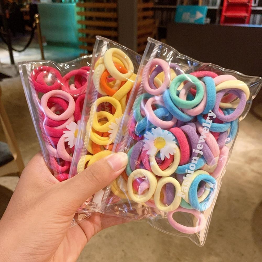Scrunchie Cao Su Co Giãn 50 Chiếc Bộ, Màu Sắc Thú Vị, Phù Hợp cho Bé Gái và Nữ
