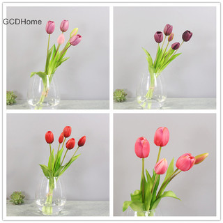Gcdhome Silicone Real Touch Hoa Tulip Bó Hoa Trang Trí Hoa Nhân Tạo Nhà Dec HOT