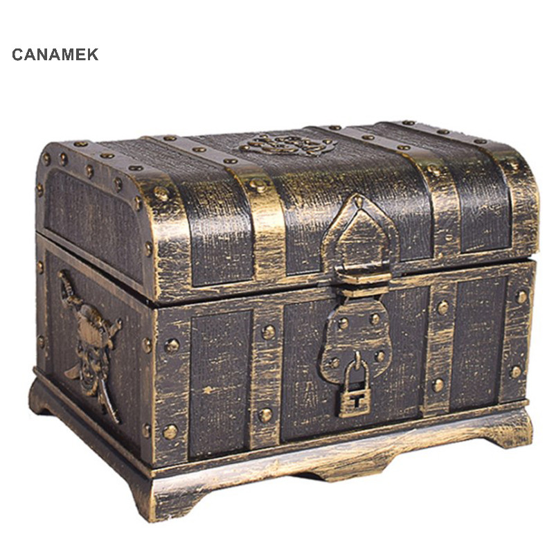 Canamek 1 Hộp Kho Báu Retro Có Khóa Đồ Chơi Cho Đảng Ủng Hộ Đạo Cụ Trang Trí Cướp Biển CSF