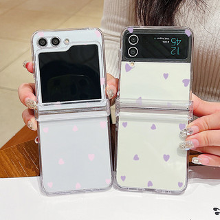 Ốp Điện Thoại Cứng Trong Suốt In Hình Trái Tim Tình Yêu Cho Samsung Galaxy Z Flip 5 Flip 4 Flip 3 5G Full Bản Lề Trong Suốt Gấp Bao Cho Samsung Z Flip5 Flip4 Flip3