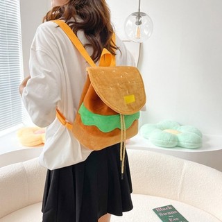 Ba lô Hamburger SAVORBOX, Túi đi học có dây rút có thể điều chỉnh Hamburger hoạt hình, Ba lô du lịch sức chứa lớn đa chức năng sáng tạo dành cho người lớn