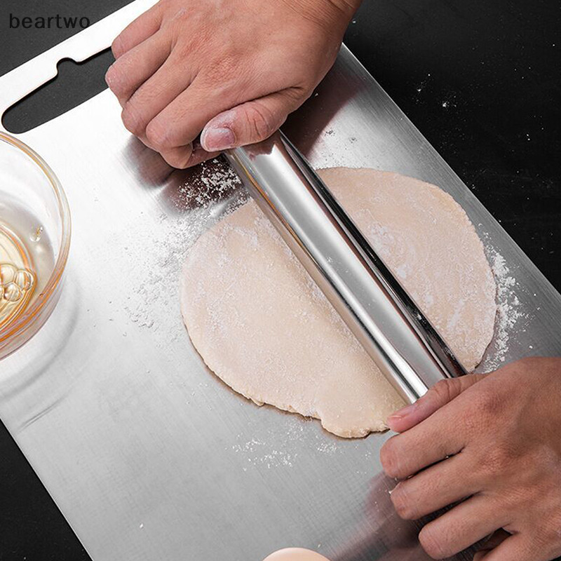 < Beartwo > Thép không gỉ Cán Dụng Cụ Nhà Bếp Bột Con Lăn Nướng Bánh Pizza Mì Bánh Bao Làm Dụng Cụ Không Nướng Đẹp