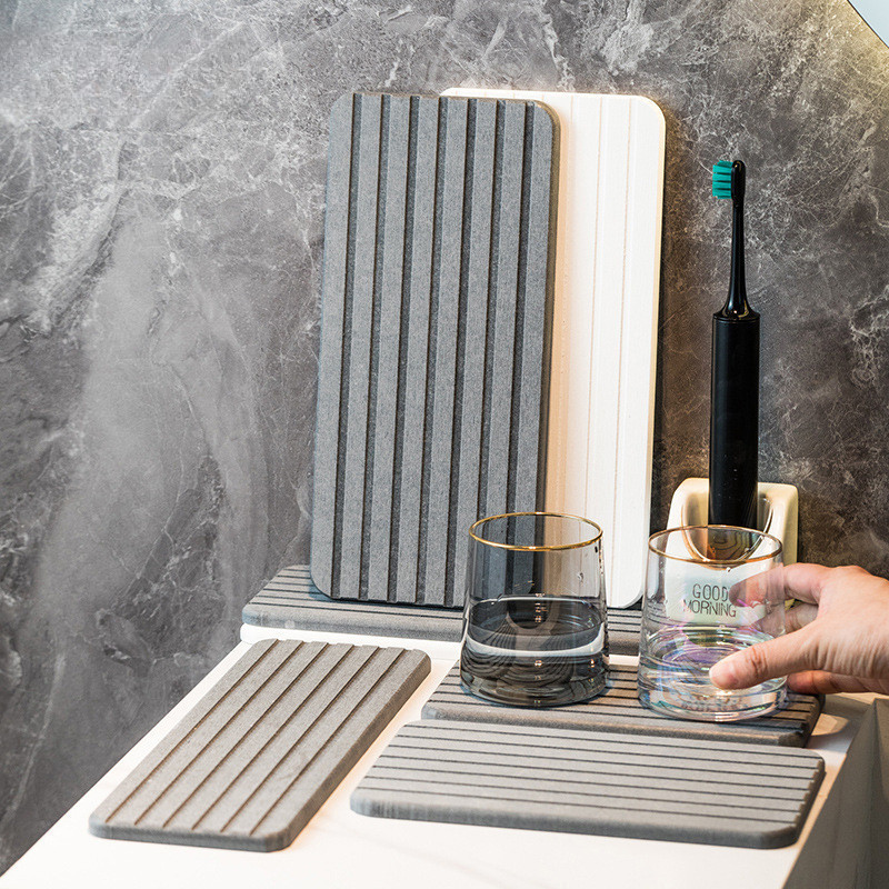 Nhanh Khô Nhà Diatomite Thảm Nhà Bếp Phòng Tắm Chậu Rửa Miếng Lót Coaster Hình Chữ Nhật Thấm Hút Vệ Sinh Đồ Dùng Khách Sạn