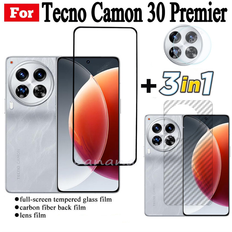 Phim kính cường lực 3 TRONG 1 Tecno Camon 30 Premier cho Tecno Camon 30 4G 5G Camon 30Pro Kính bảo vệ toàn màn hình + Phim ống kính máy ảnh + Phim mặt sau