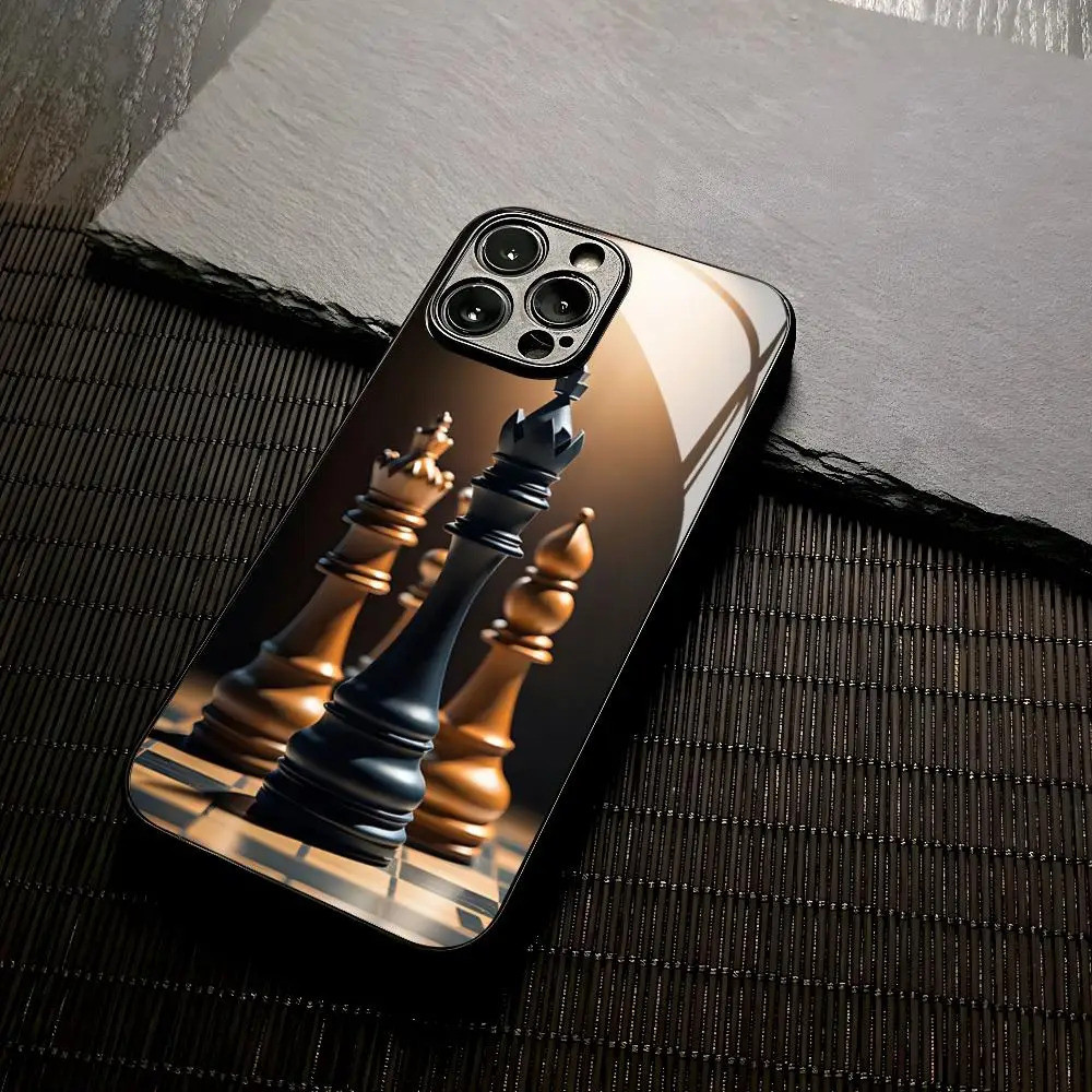 Ốp Điện Thoại Cờ Vua BK-1 Đen Trắng Cho Iphone 17,15 13 12 14 11 Pro Max Mini X Xr Xs 8 7 Puls 6 Kính