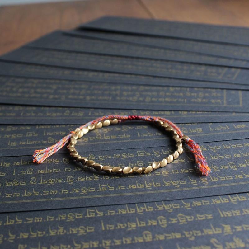 Đồng nguyên chất Handmade Hạt đồng Cặp đôi Vòng tay may mắn