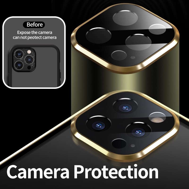 Ốp Kim Loại Hấp Phụ Từ Tính 360 Cho iPhone 12 13 Pro Max 13 Mini i13 i12 iPhone13 iPhone12 Vỏ Điện Thoại Kính Hai Mặt Bảo Vệ Toàn Diện Ốp Lưng Cứng
