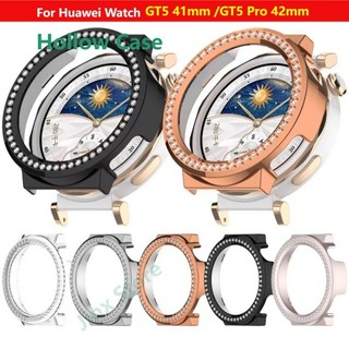 Bling PC Rỗng Ốp Lưng Cho Huawei Watch GT 5 4 41mm / 5 Pro 42mm Bao Da Samrt Dây Đeo Kim Cương Pha Lê Ốp Lưng Bảo Vệ GT5 GT4