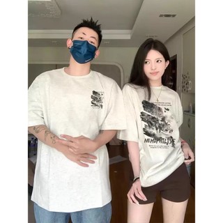 HIIXIIVI Mới Phong Cách Hàn Quốc Thời Trang Nữ Quần Áo Rời Cặp Đôi Áo Thun Cotton Tay Ngắn Oversize Tee Nhân Quả Người Phụ Nữ Cổ Tròn Áo