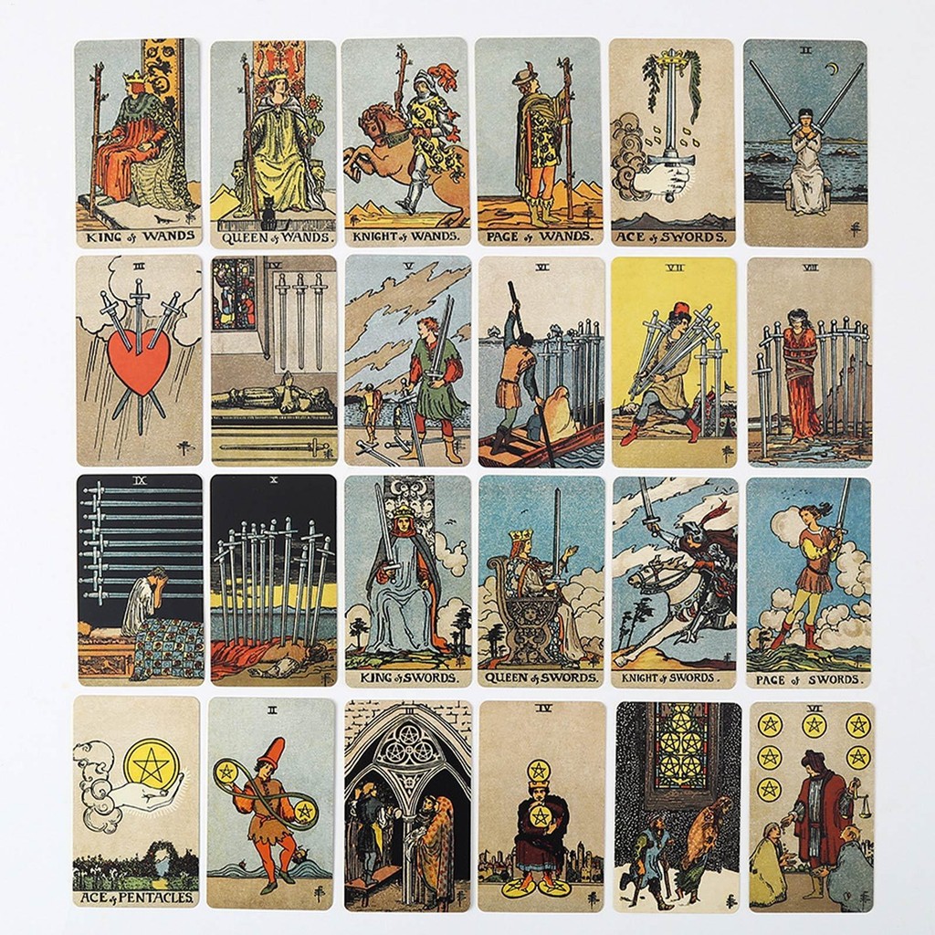 Borderless-waite Tarot Decks Tiếng Anh Tarot Cards Oracles Deck Bói toán cho bé gái Bảng bàn Trò chơi Fate Telling Party Favor wipqsvn