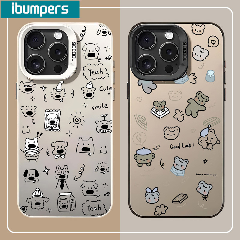 ibumpers Ốp Lưng IPhone Đẹp Đơn Giản Họa Tiết Chó Con Ốp Điện Thoại IMD Cứng Trơn Chống Bẩn Chống Sốc Cho IPhone 16 15 14 12 13 11 Pro Max