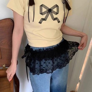 SAVORBOX Váy Ren Xù Mini Y2K, Hoa Thêu, Phù Hợp Đi Dạo Phố Với Quần Jean Ruched