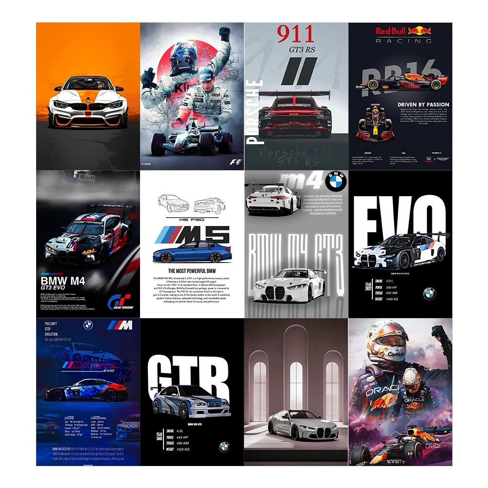 [Giấy] A5 In Màu - Set 50 Tờ Poster Giấy Dán Tường - HÌNH XE ĐUA - Decor Trang Trí Nhà | MS: 111459