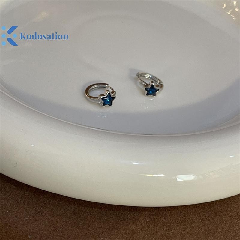 Kudosation Y2K Hợp Thời Trang Dễ Thương Ngọt Ngào Ngôi Sao Xanh Vòng Bông Tai Nữ Cô Gái Đơn Giản Mới Thời Trang Vintage Bông Tai Thẩm Mỹ Trang Sức Quà Tặng