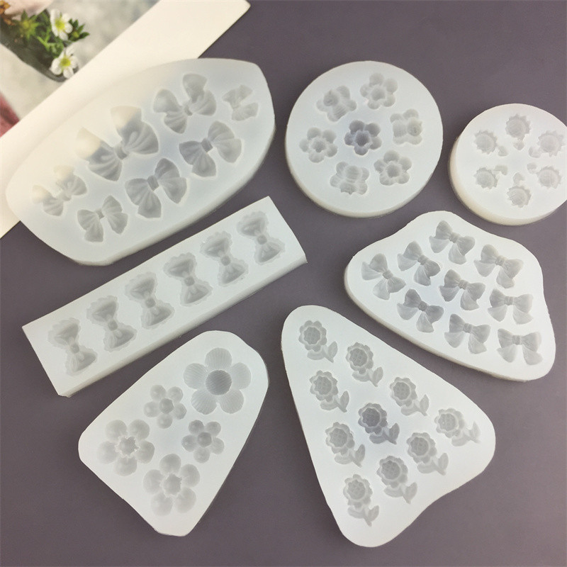 Năm Cánh Hoa Hướng Dương Ong Hoa Nơ Hoa Silicon Khuôn Trang Trí Bánh Sô Cô La Khuôn Handmade Hoàn Thiện Mô Hình Thạch Cao Trang Trí Khuôn