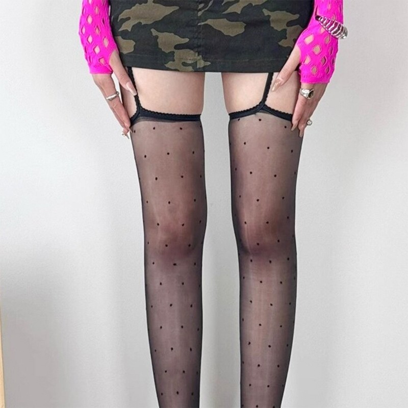 Jenniferab Đùi Garter Vớ Bóng Sheer Kiểm Soát quần cho nữ với thắt lưng suspender streetwear