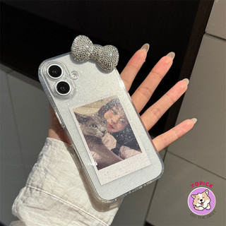 Diamond bow tie Phone Case for IPhone1716 15ProMax 13 15 New 12Pro Soft 14Promax Transparent Glitter Powder SF
