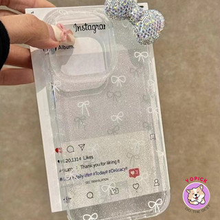 Line bow tie Phone Case for IPhone1716 15ProMax 13 15 New 12Pro Soft 14Promax Transparent Glitter Powder SF