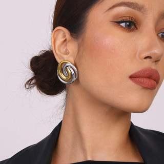 Châu Âu Mỹ ins Phong Cách Mới Vàng 18k Bông Tai Hình Học Nữ