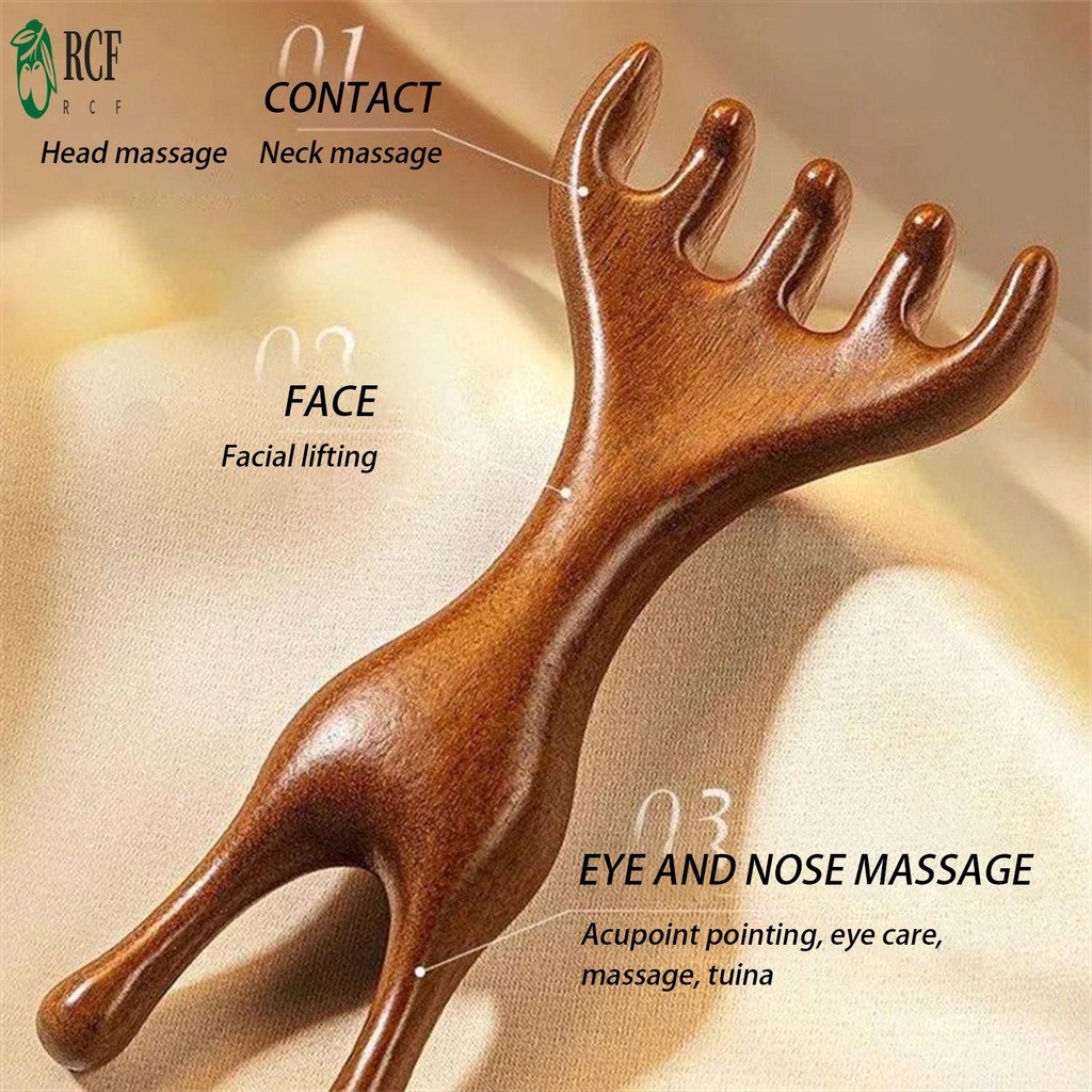 Gạc Hươu Năm Chân Massage Lược Răng Rộng Gua Sha Lược Tóc Để Giảm Mệt Mỏi Và Thúc Đẩy Thư Giãn
