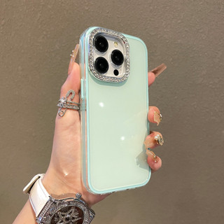 Ốp Điện Thoại Silicon 2 Trong 1 Ống Kính Kim Cương Màu Kẹo Cho iPhone 16 Pro Max 12 13 14 15 Promax Plus 11 Vỏ Điện Thoại Di Động Nữ Chống Sốc