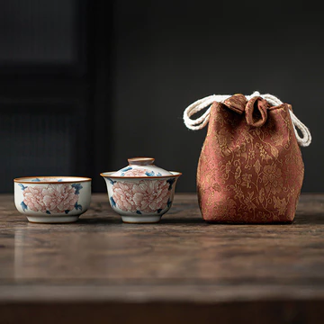 Ru Kiln Hibiscus Hoa Mini Cover Bát Trà Bộ Di Động Âm Nhạc Xếp Chồng Sáng Tạo Bộ Trà Di Động Làm Trà Ngoài Trời [RT012-01]