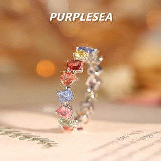 Nhẫn Cầu Vồng Zircon Kẻ Sọc Mạ Bạc Có Thể Điều Chỉnh Nhẫn Nữ Starlight Nhật Bản Ánh Sáng Thời Trang Sang Trọng Thiểu Số Thiết Kế Giả Tourmaline Nhẫn