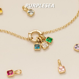 Vòng cổ Thép Titan DIY Màu Birthstone Mặt dây chuyền 12 tháng Vòng cổ nữ Màu vuông Zircon DIY Mặt dây chuyền + Dây chuyền