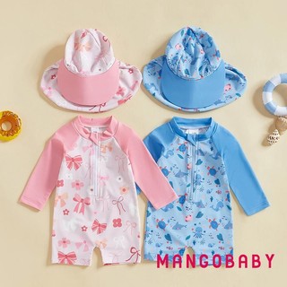 Mg-toddler Rash Guard Đồ Bơi Có Mũ 2 Bộ Cua Tôm Hùm Cá Voi Họa Tiết Khóa Kéo Dài Tay Cổ Tròn Đồ Bơi Cho Bé