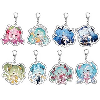 Móc Khóa Hatsune Miku Đồ Trang Trí Hoạt Hình Acrylic Ngoại Vi  Hai Chiều Dâu Tây Công Chúa Tóc Dài Meiko