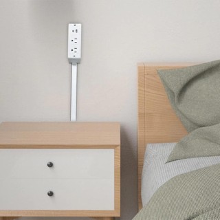 Bộ mở rộng ổ cắm điện CLEARLINE, Bộ mở rộng ổ cắm điện có thể điều chỉnh độ dài không cần đục lỗ, Xoay 180° Bộ mở rộng ổ cắm điện màu trắng cho NightStand