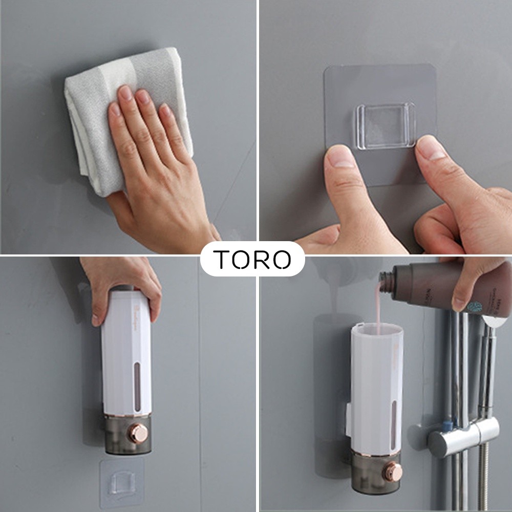 Hộp đựng sữa tắm dầu gội nước rửa tay DINO chất liệu ABS gắn treo tường tiện lợi tặng kèm miếng dán