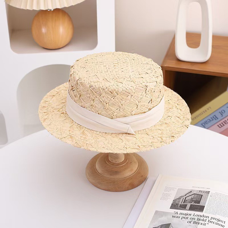 Yt2 2025 mới phong cách Hepburn Raffia mũ rơm mùa hè Pháp bên bờ biển phẳng trên bãi biển ngày lễ mũ chống nắng TY2