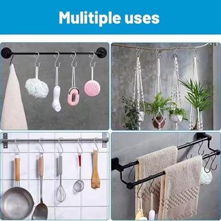 Móc hình chữ S chống gió bằng kim loại bền có khóa - Móc treo khăn quần áo chống rơi - Giá đựng đồ gia dụng