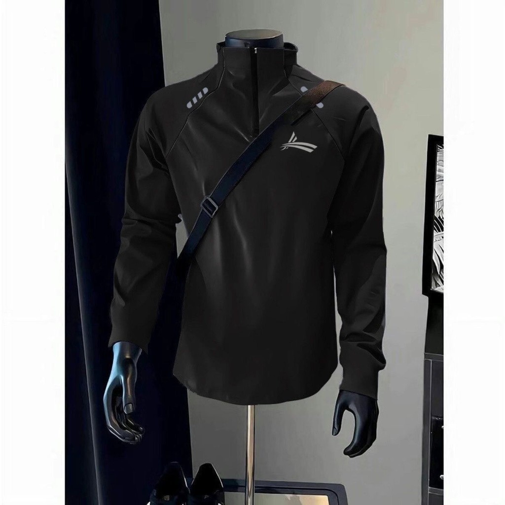 Volanti Volanti Thu Đông Mỹ Raglan Áo Thun Dài Tay Huấn Luyện Thể Thao Cổ Đứng Chạy Dây Kéo Quần Áo Nam
