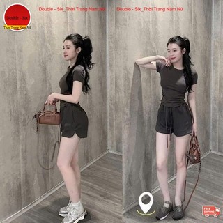 Bộ Mùa Hè Bad Quần Short Mix Áo Thun Ôm Body Double - Six Chất Cotton Mềm Mịn Co Giãn